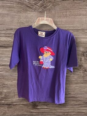 NWT Women's top stitch by Morning Sun purple cotton embroidered T-shirt Sz M